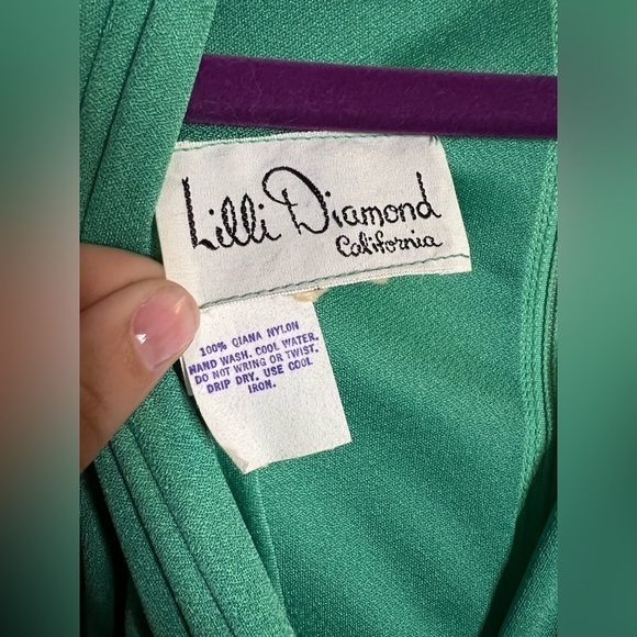 VINTAGE Lilli Diamond California Green Dress Medium - Picture 10 of 10